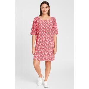 GAP Coral & White Kitty Cat Shift Dress Size Medium Novelty Print Summer